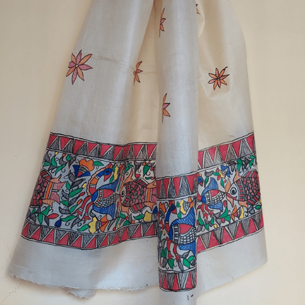 Peacock Garden Madhubani Scarf