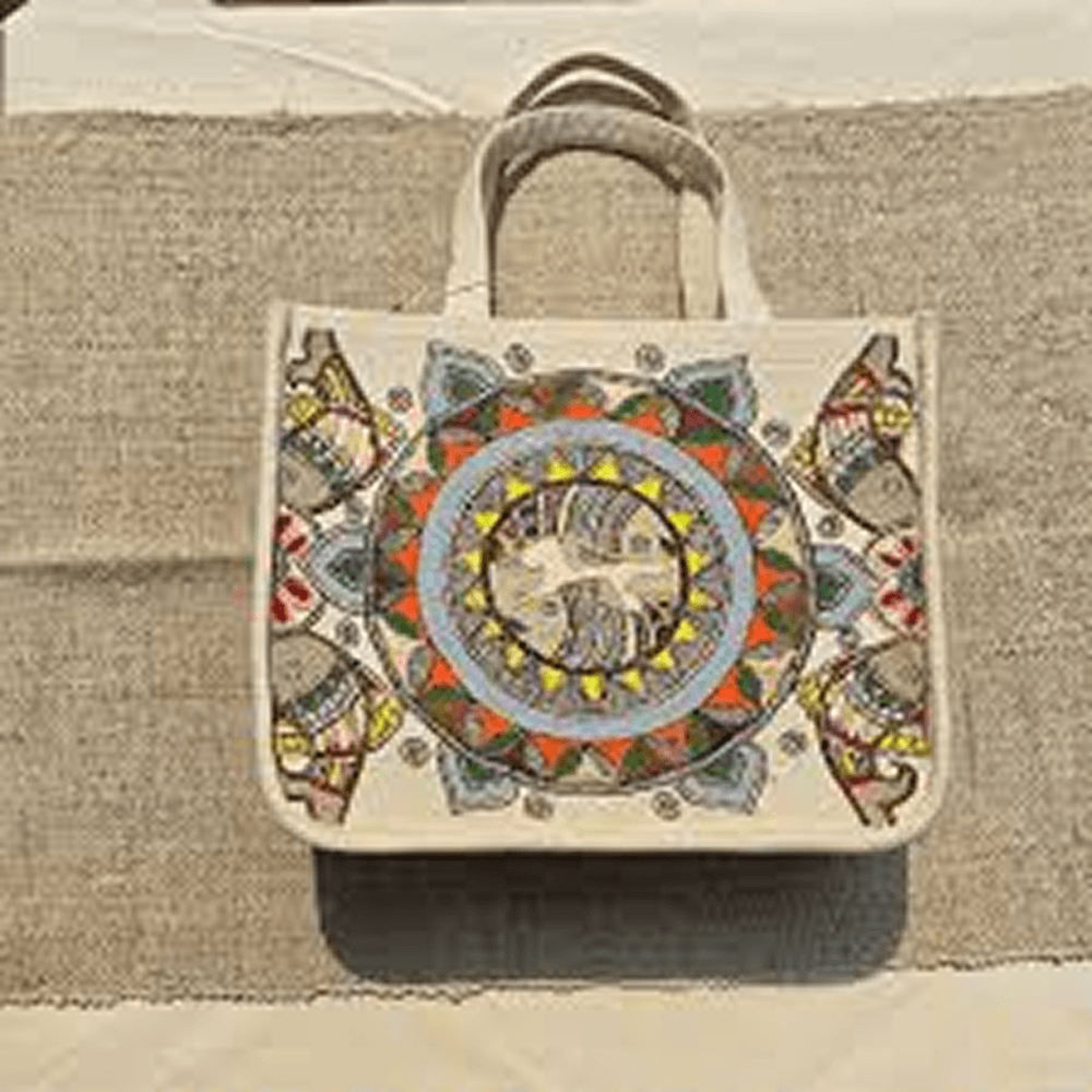 Handcrafted Mithila Print Tote Bag