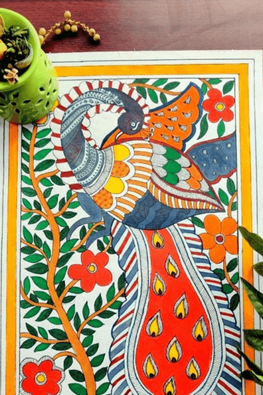Eternal Peacock Mithila Art