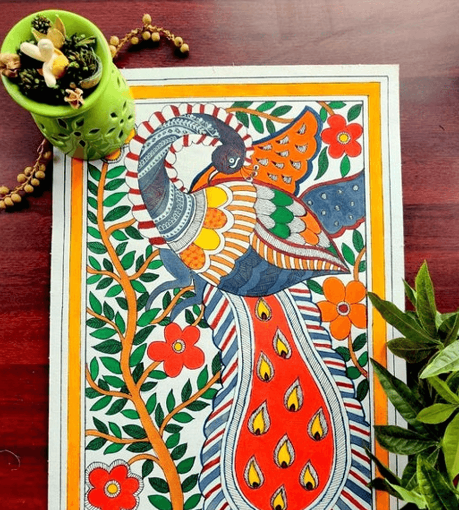 Eternal Peacock Mithila Art
