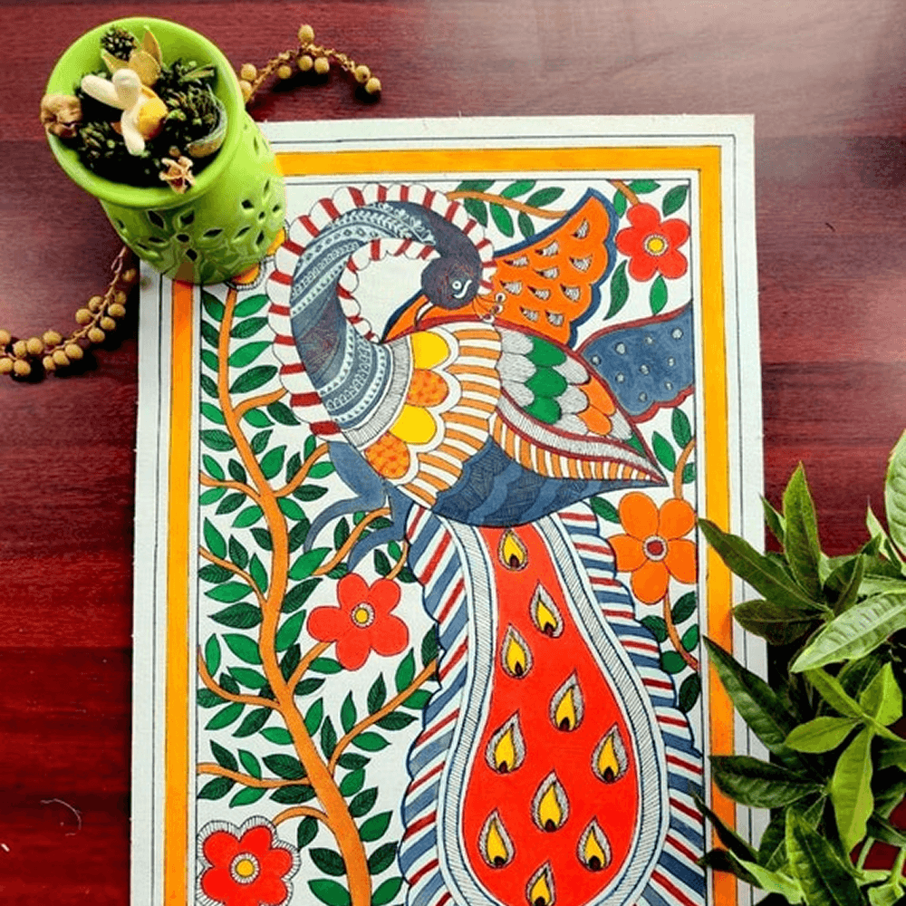 Eternal Peacock Mithila Art