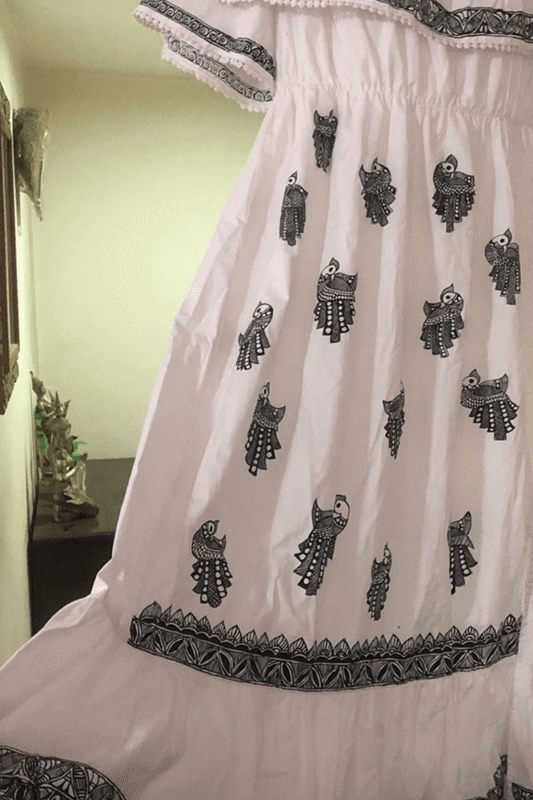Ethereal Bird Motif Mithila Maxi Dress