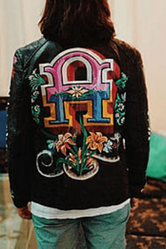 Custom Mithila Monogram Hand-Painted Leather Jacket