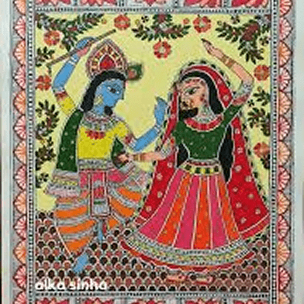 Radha Krishna Madhubani Painting