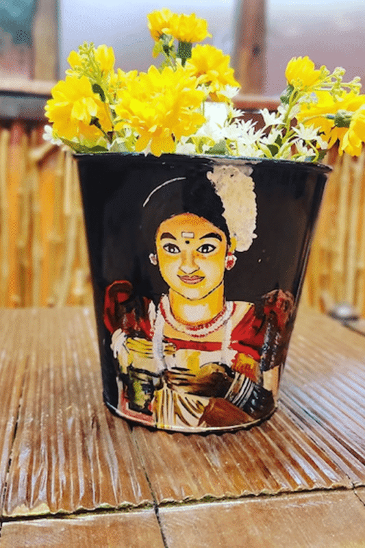 Divine Grace Hand-Painted Floral Planter