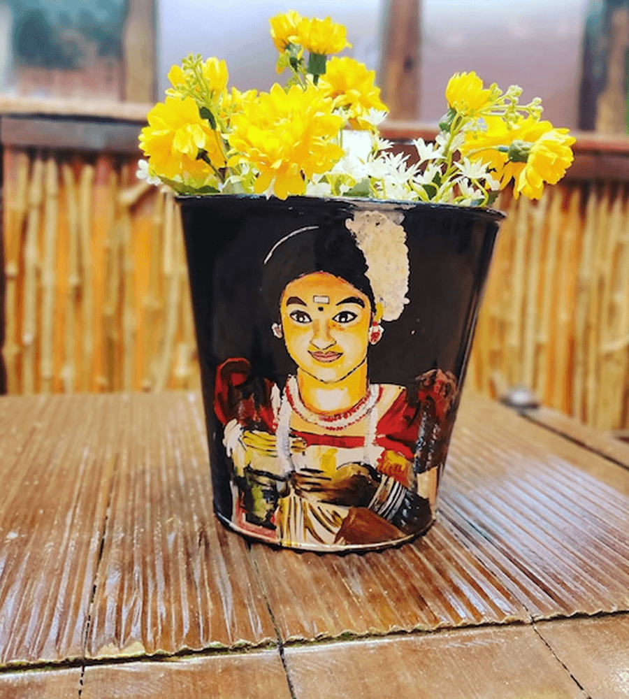 Divine Grace Hand-Painted Floral Planter