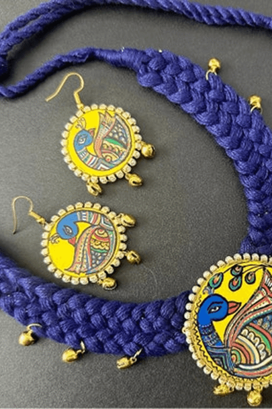 Peacock Elegance Hand-Painted Jewelry Set