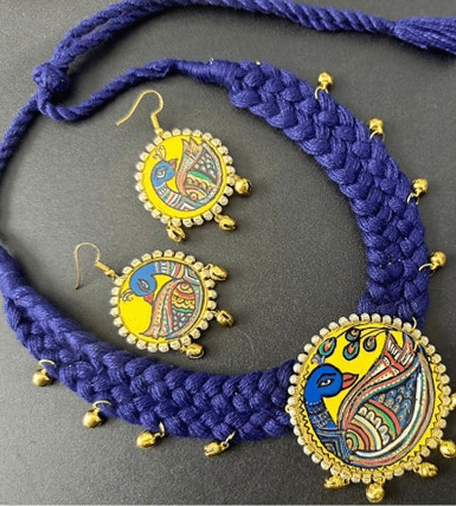 Peacock Elegance Hand-Painted Jewelry Set