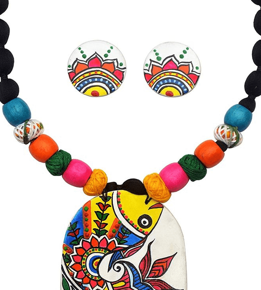 Prosperity Bloom Hand-Painted Necklace Set