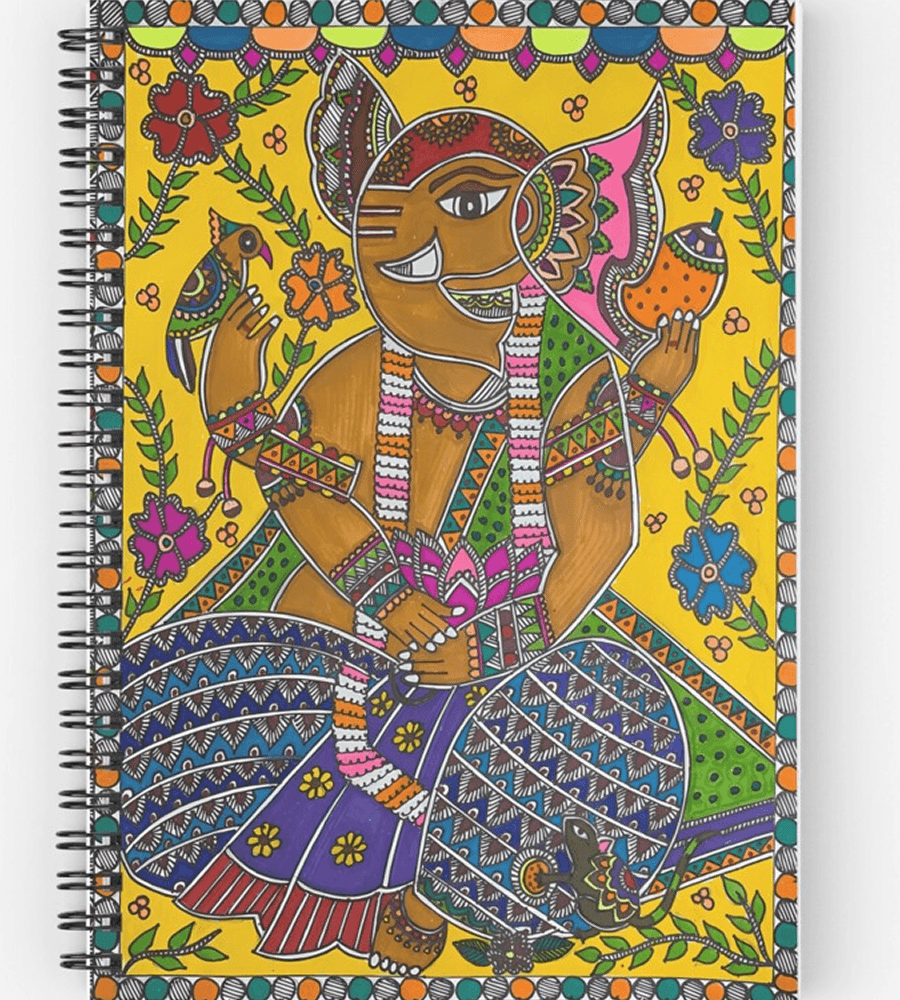 Ganesha’s Grace Hand-Painted Mithila Sketchbook