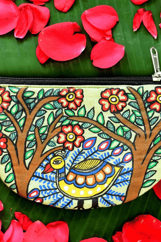 Hand-Painted Peacock Pouch