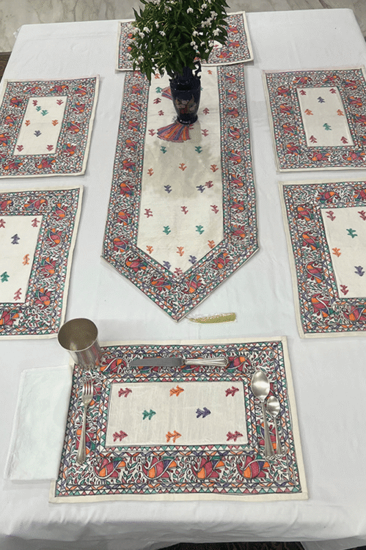 Mithila Banquet Hand-Painted Table Runner