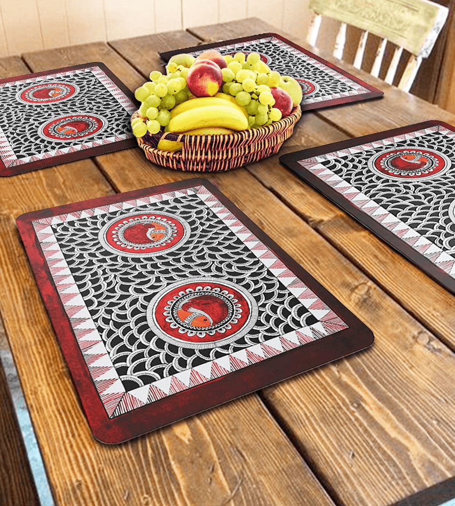 Mithila Monochrome Fish Motif Table Cloth