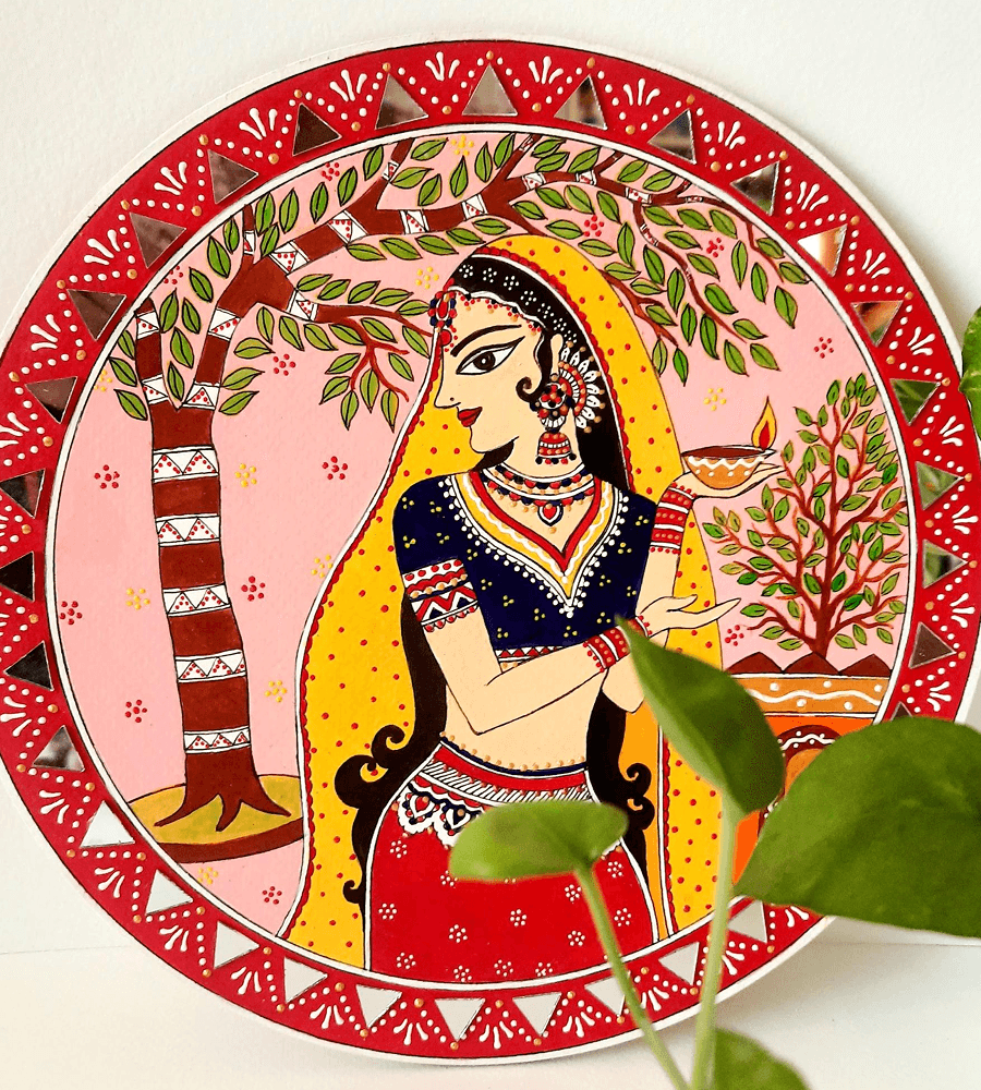 Mithila Devotion Lipan-Style Wall Art Plate