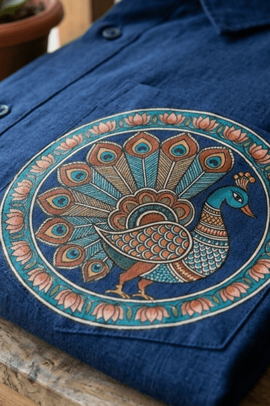 Mithila Peacock Motif Casual Shirt