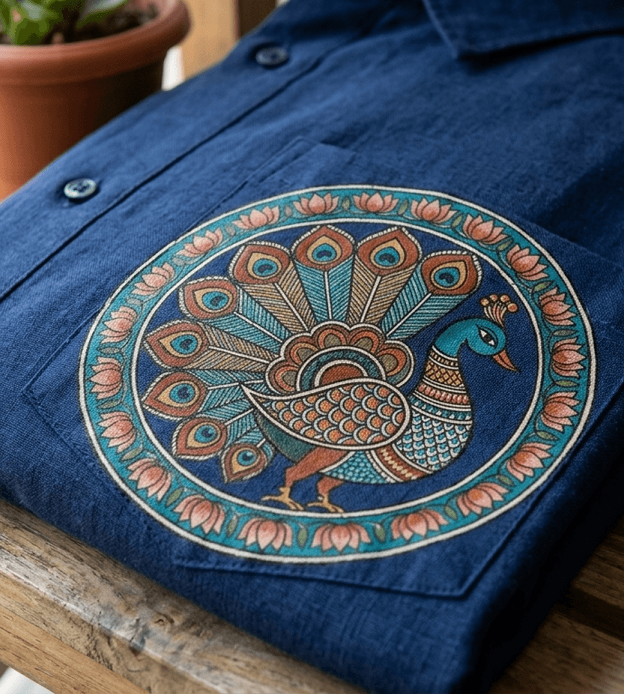 Mithila Peacock Motif Casual Shirt