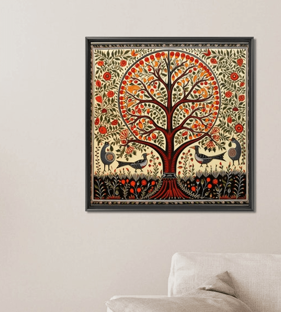 Sacred Tree of Life Mithila Wall Art