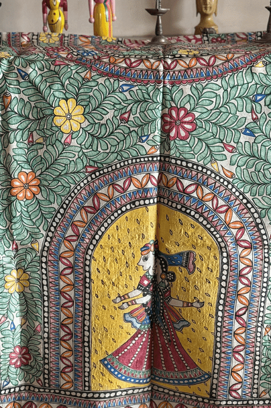 Eternal Dance Hand-Painted Mithila Tapestry