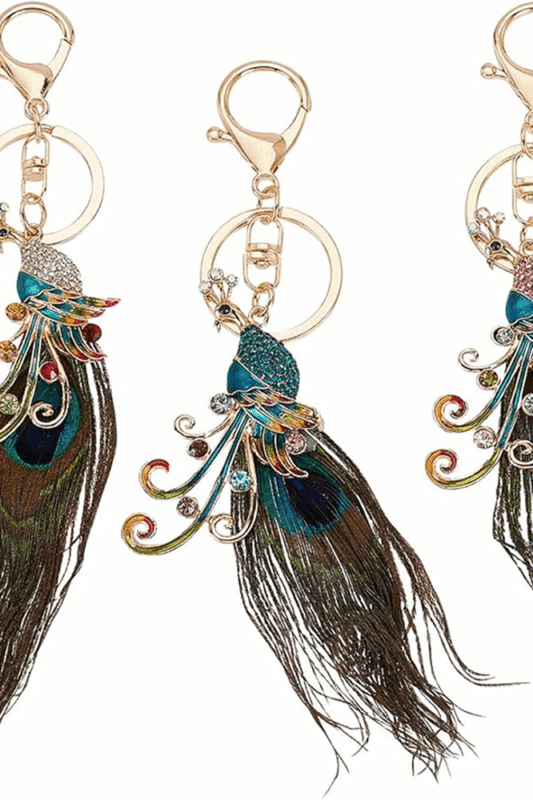 Crystal Mayura Royal Feather Keychains