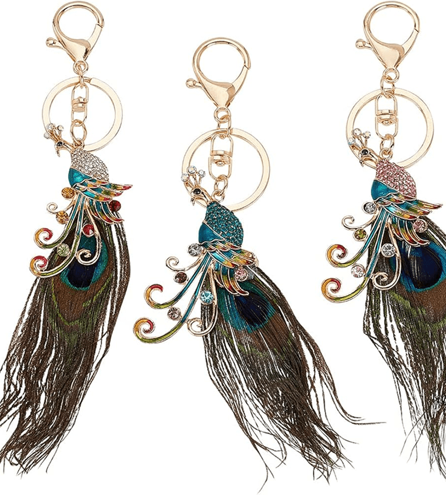 Crystal Mayura Royal Feather Keychains
