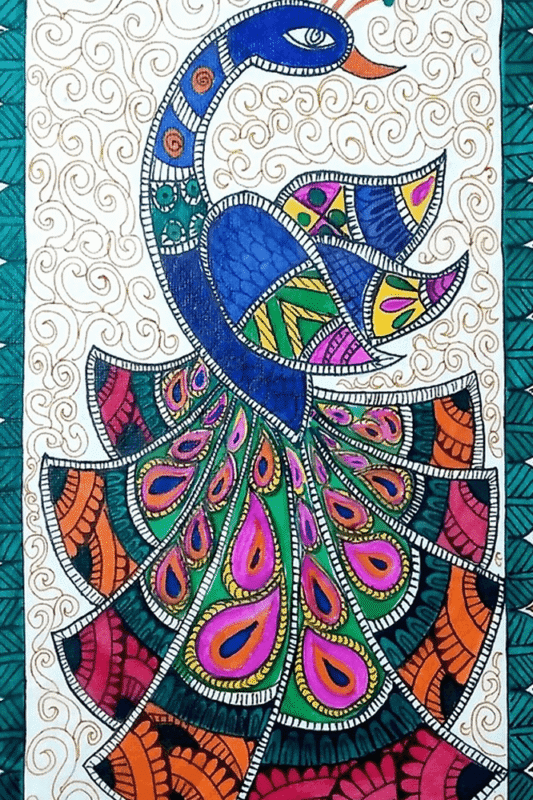 Peacock in Paradise Hand-Painted Card