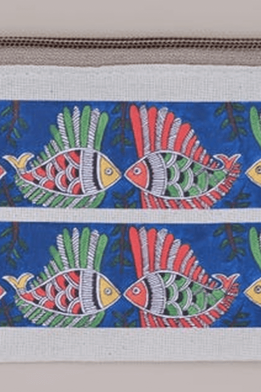 Hand-Painted Aquatic Motif Pouch