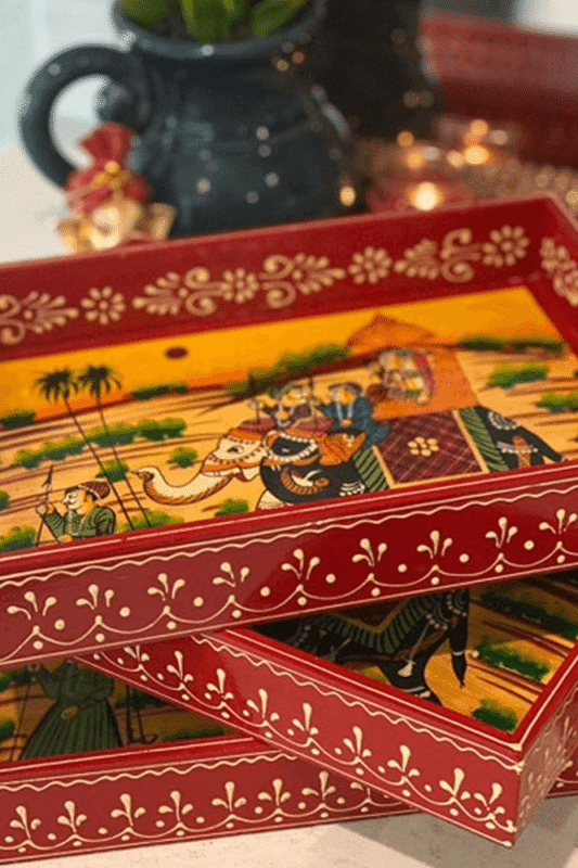 Hand-Painted Mithila Heritage Wedding Serving Trays