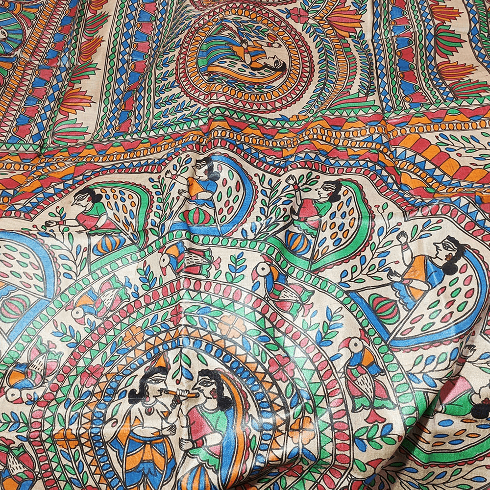 Radha Krishna Madhubani Saree